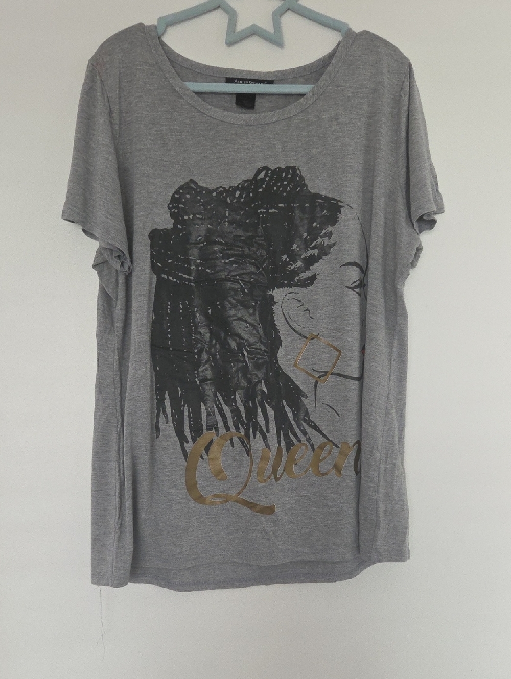Ashley Stewart Grey Graphic 'Queen' Short Sleeve Tee